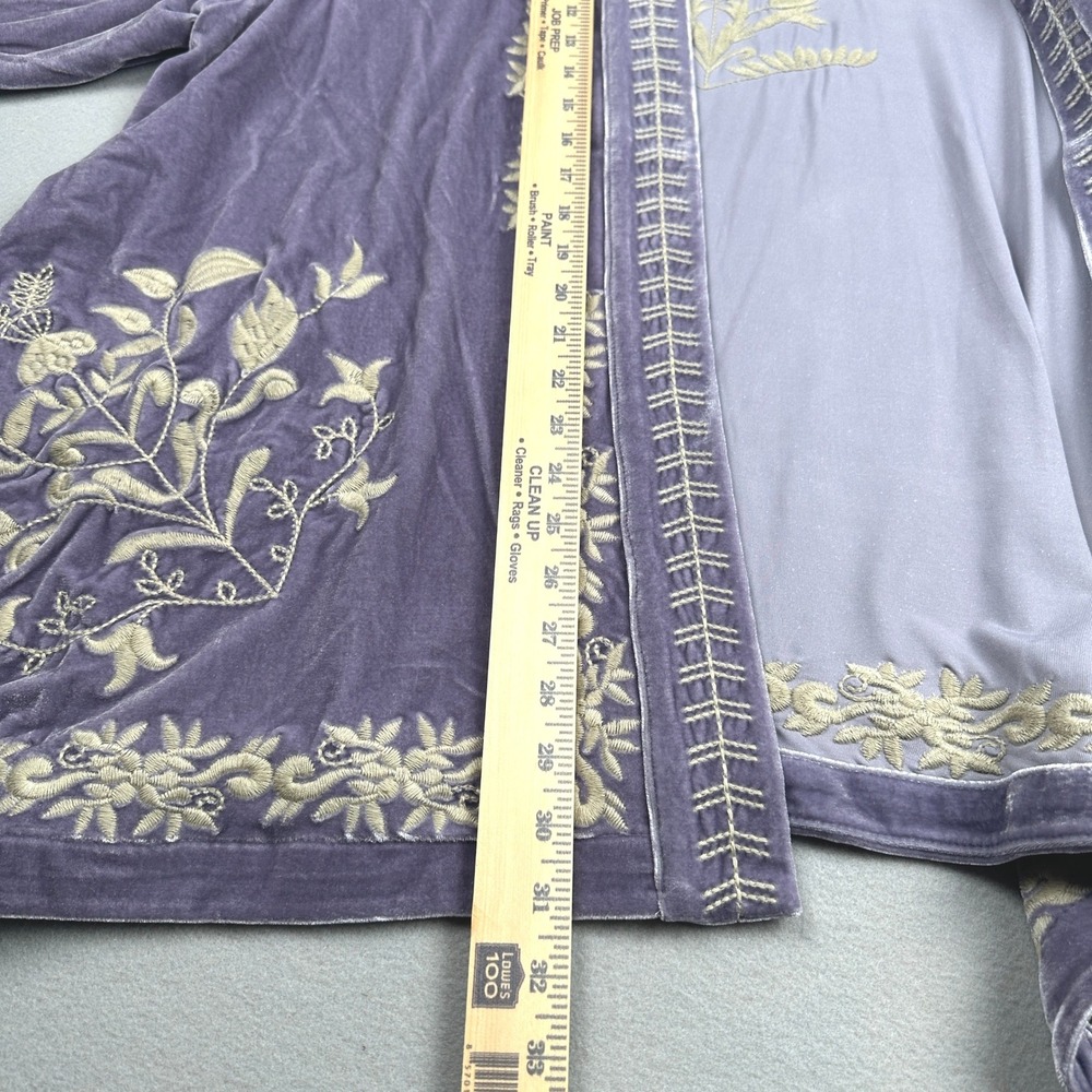 New Time for Me Velvet Embroidered Kimono Cardigan Women 2X Light Purple - Picture 10 of 12